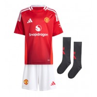 Manchester United Alejandro Garnacho #17 Domáci Detský futbalový dres 2024-25 Krátky Rukáv (+ trenírky)